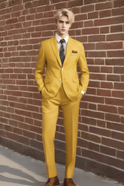 Mystic Yellow Slim fit 2 piece  2 Button Suit