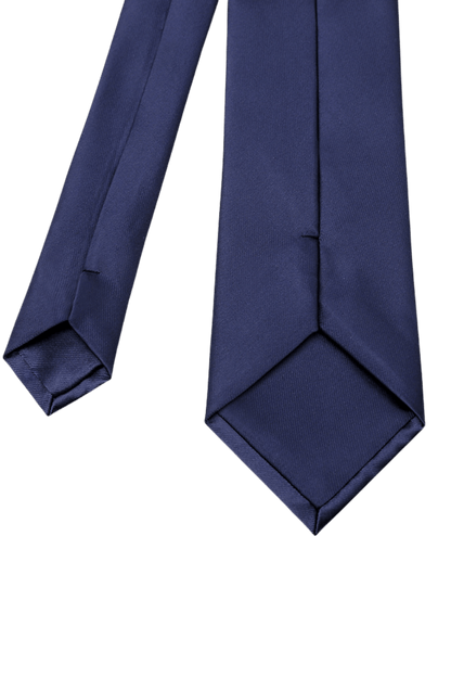 Cravate unie en satin lisse bleu marine 