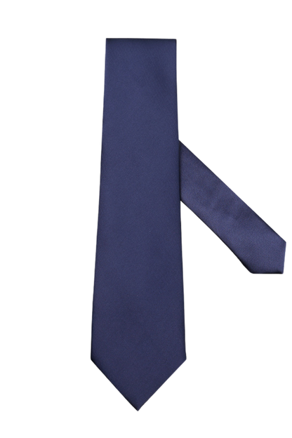 Cravate unie en satin lisse bleu marine 