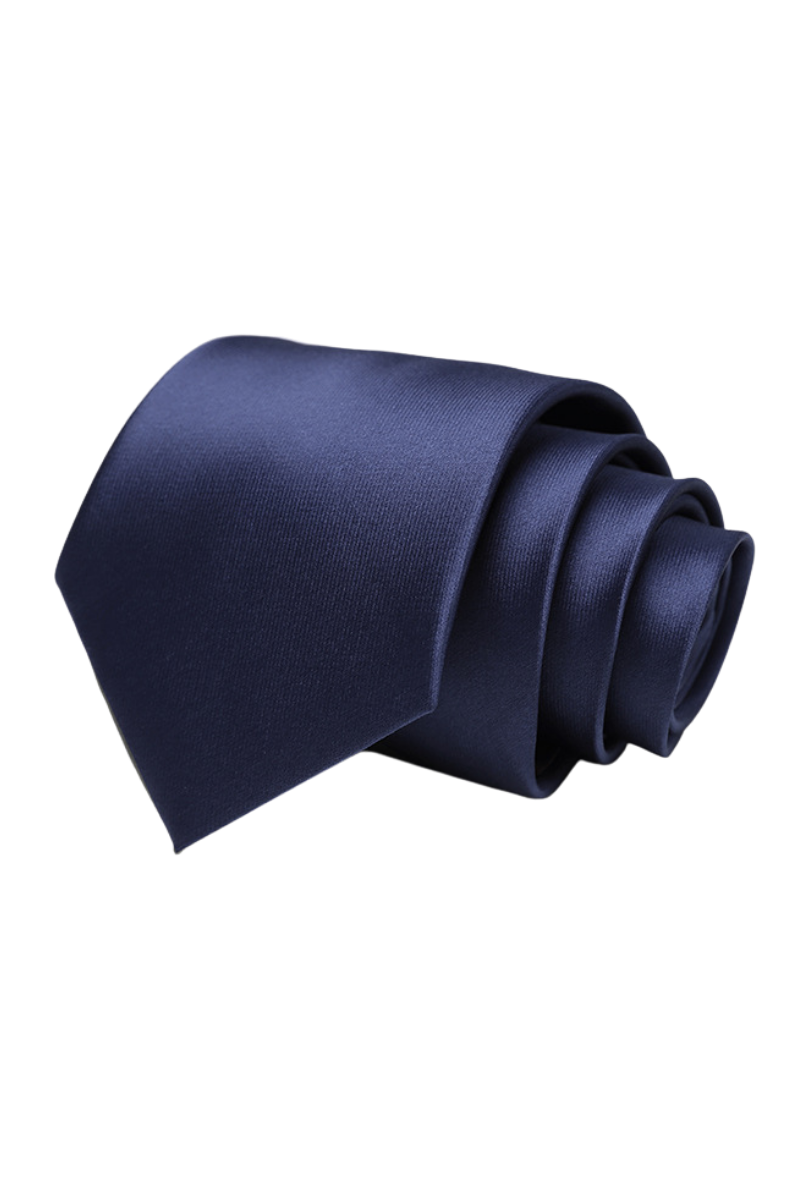 Navy Blue Smooth Satin Solid Tie