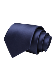 Navy Blue Smooth Satin Solid Tie