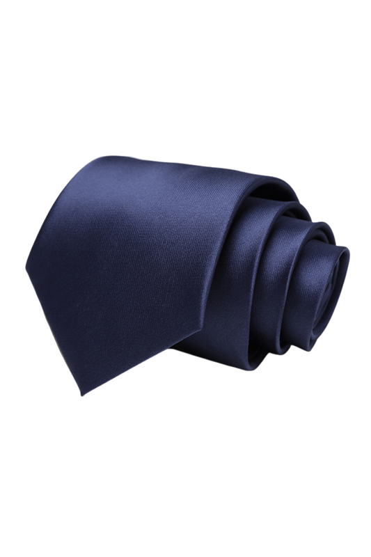 Marineblaue Krawatte aus glattem Satin 