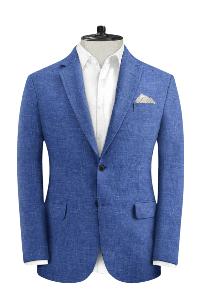 Navy Blue Solid 2-Button Linen Suit