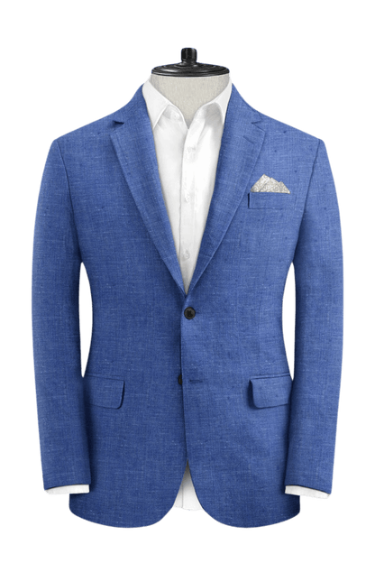 Navy Blue Solid 2-Button Linen Suit