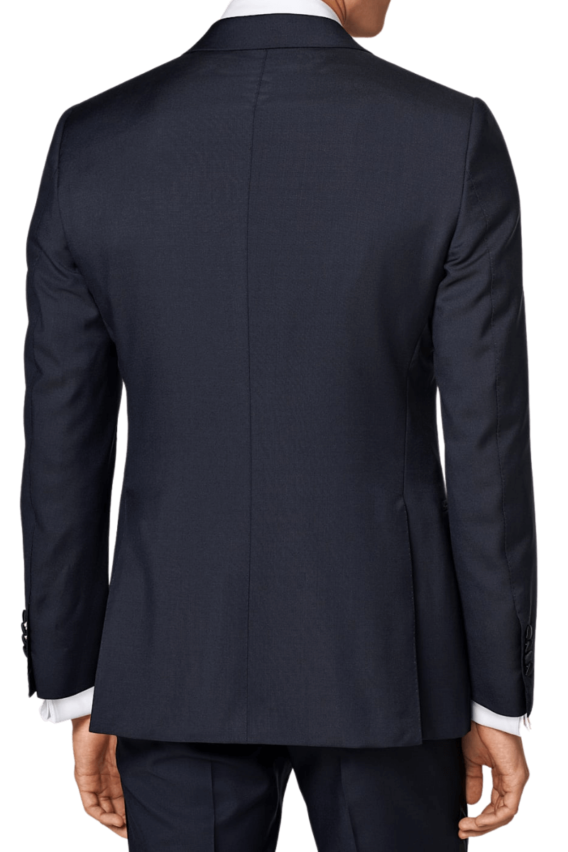 Navy Blue Wool 1-Button Single Breasted Suit