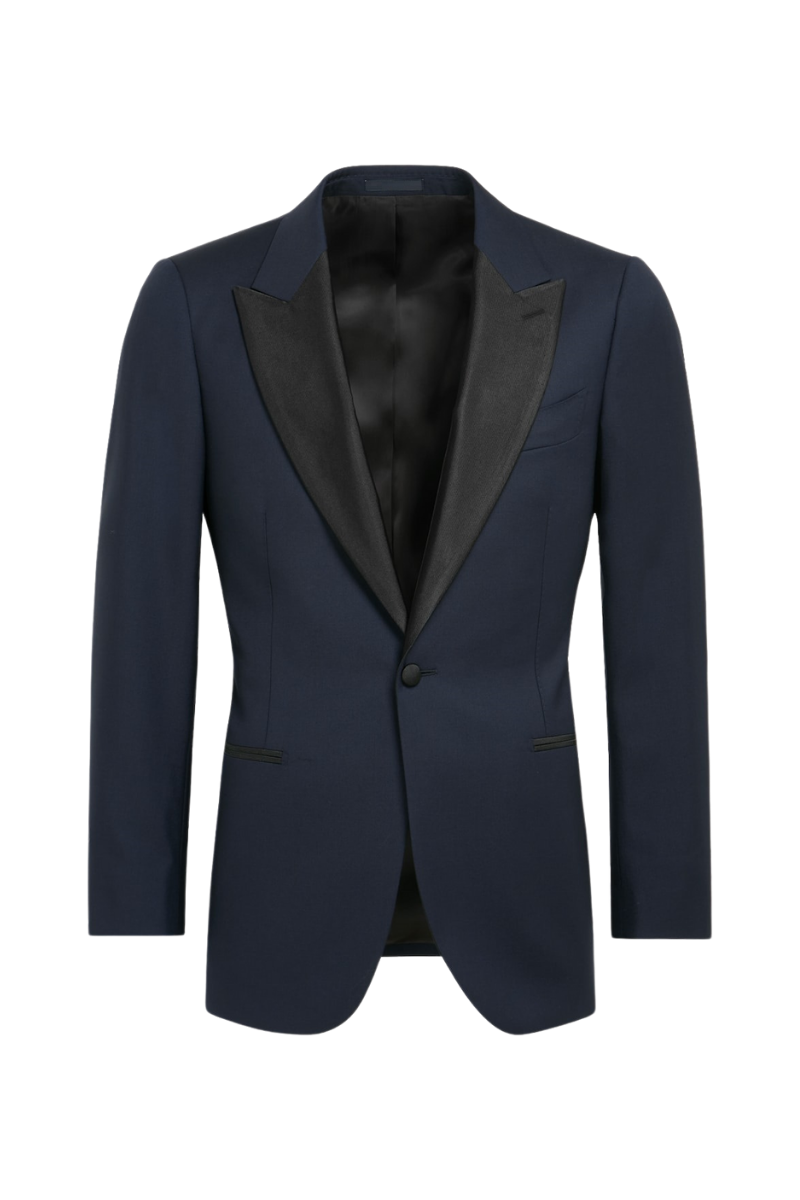 Navy Blue Wool 1-Button Single Breasted Suit