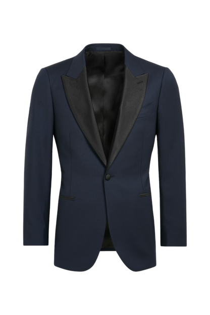 Navy Blue Wool 1-Button Single Breasted Suit