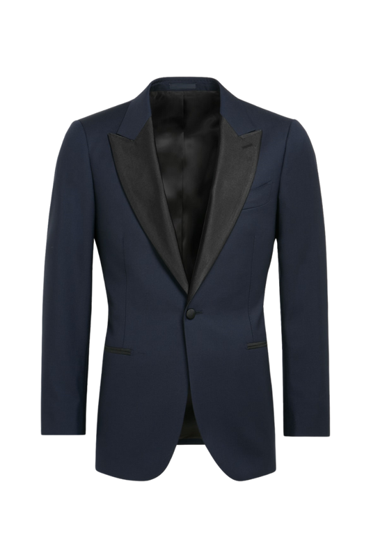 Navy Blue Wool 1-Button Single Breasted Suit