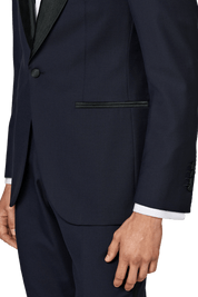 Navy Blue Wool 1-Button Single Breasted Suit