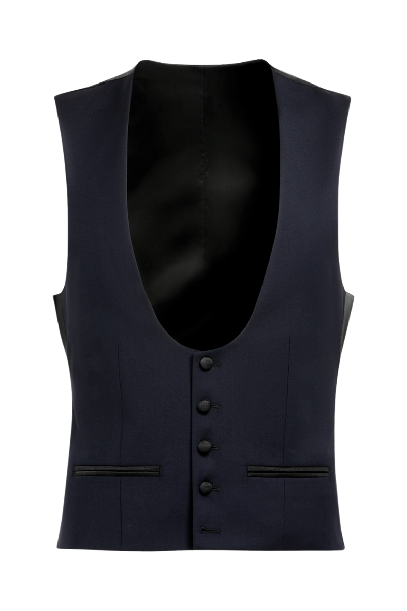 Navy Blue Wool Single Breasted 3-Piece Suit