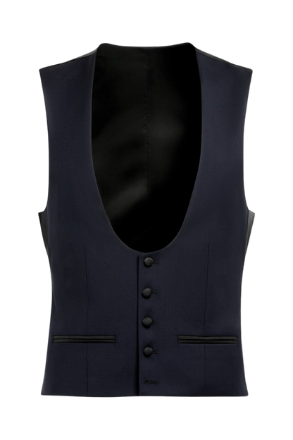 Navy Blue Wool Single Breasted 3-Piece Suit