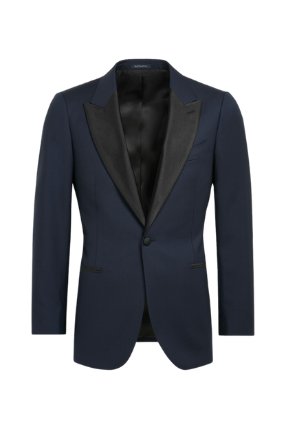 Navy Blue Wool Single Breasted 3-Piece Suit