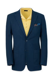 Navy Cotton Stretch Seersucker Notch Lapel Solid Suit