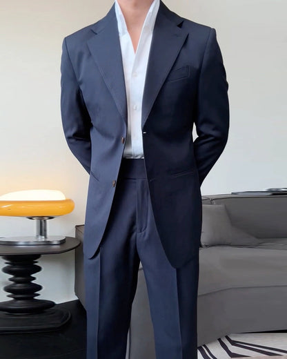 Navy Blue Regular fit 2 piece 2-Button Suit