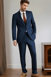 Navy Blue Slack 2 piece 2-Button Suit