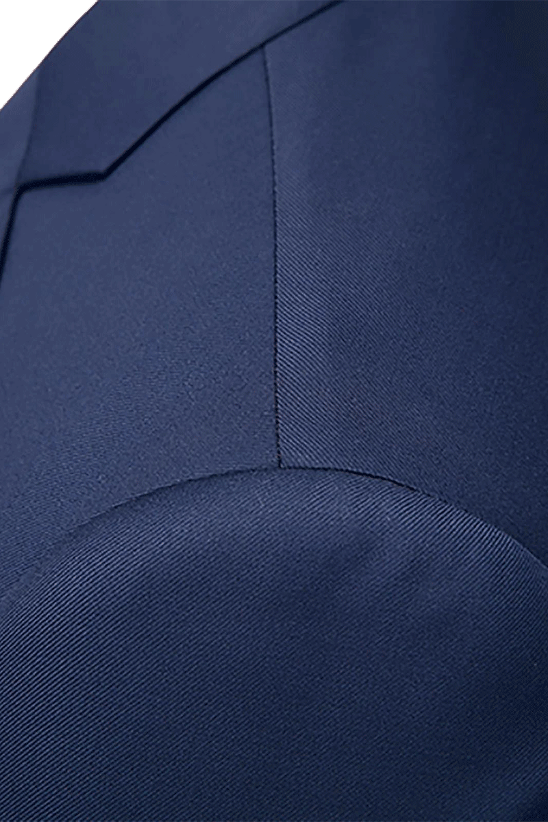 Traje azul marino ajustado de 3 piezas y 2 botones