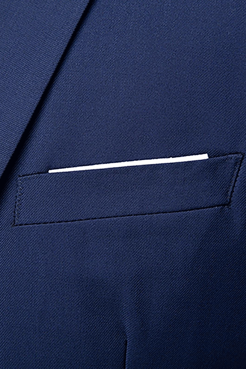 Traje azul marino ajustado de 3 piezas y 2 botones