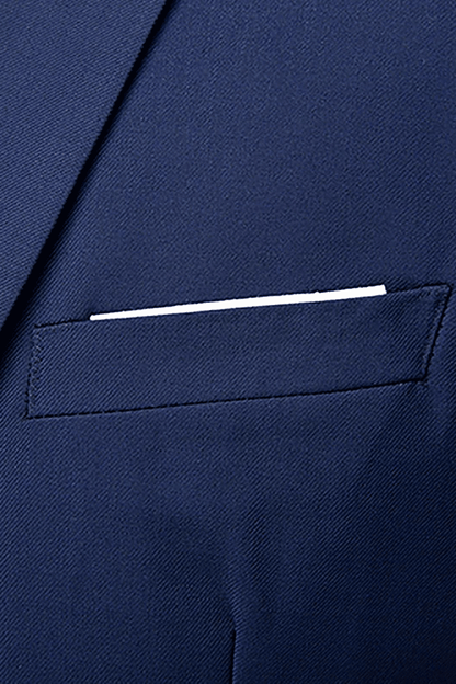 Traje azul marino ajustado de 3 piezas y 2 botones