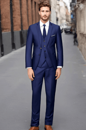 Navy Blue Slim Fit 3-Piece 2 Button suit