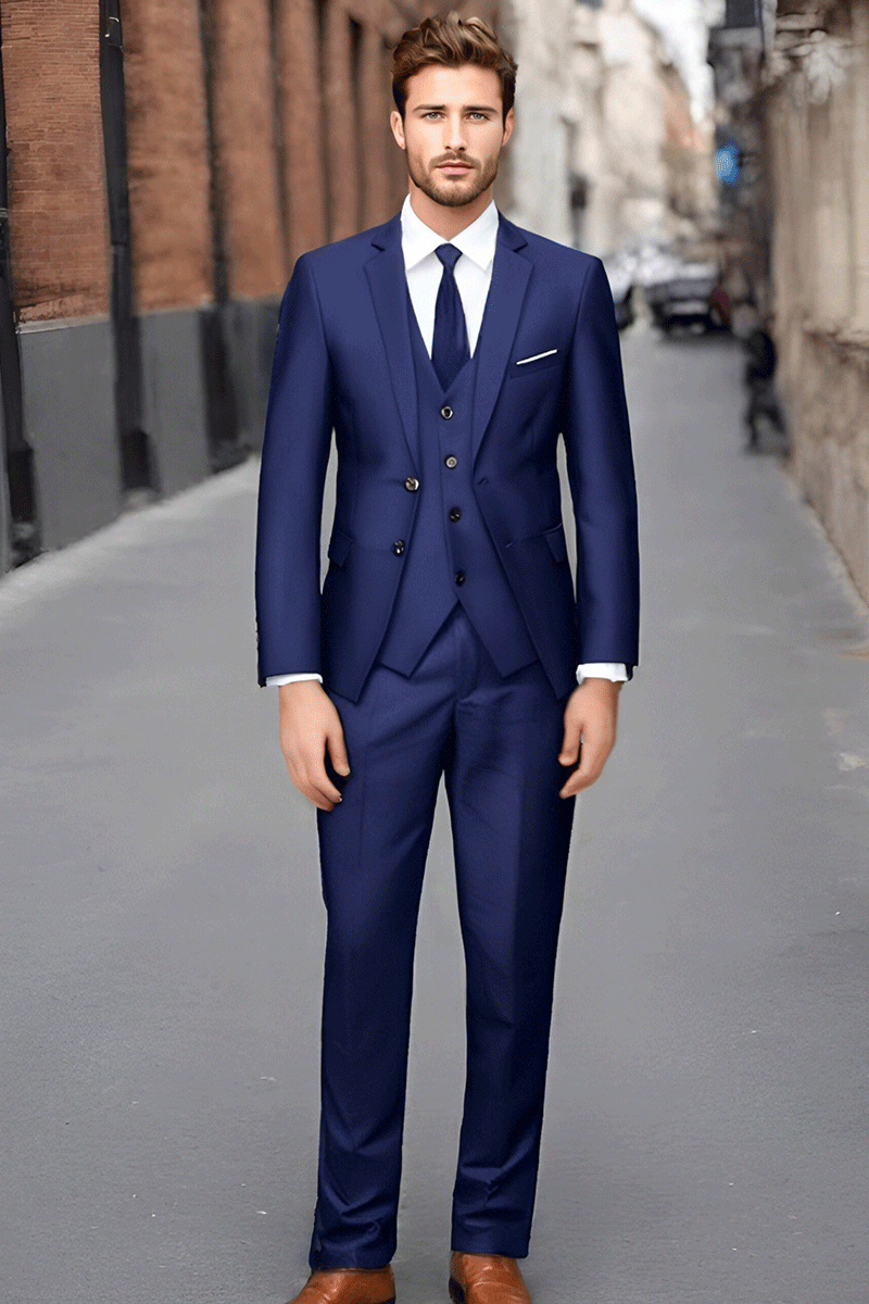Blue Suit Trajes De Matrimonio Para Hombres Modernos Azul Marina