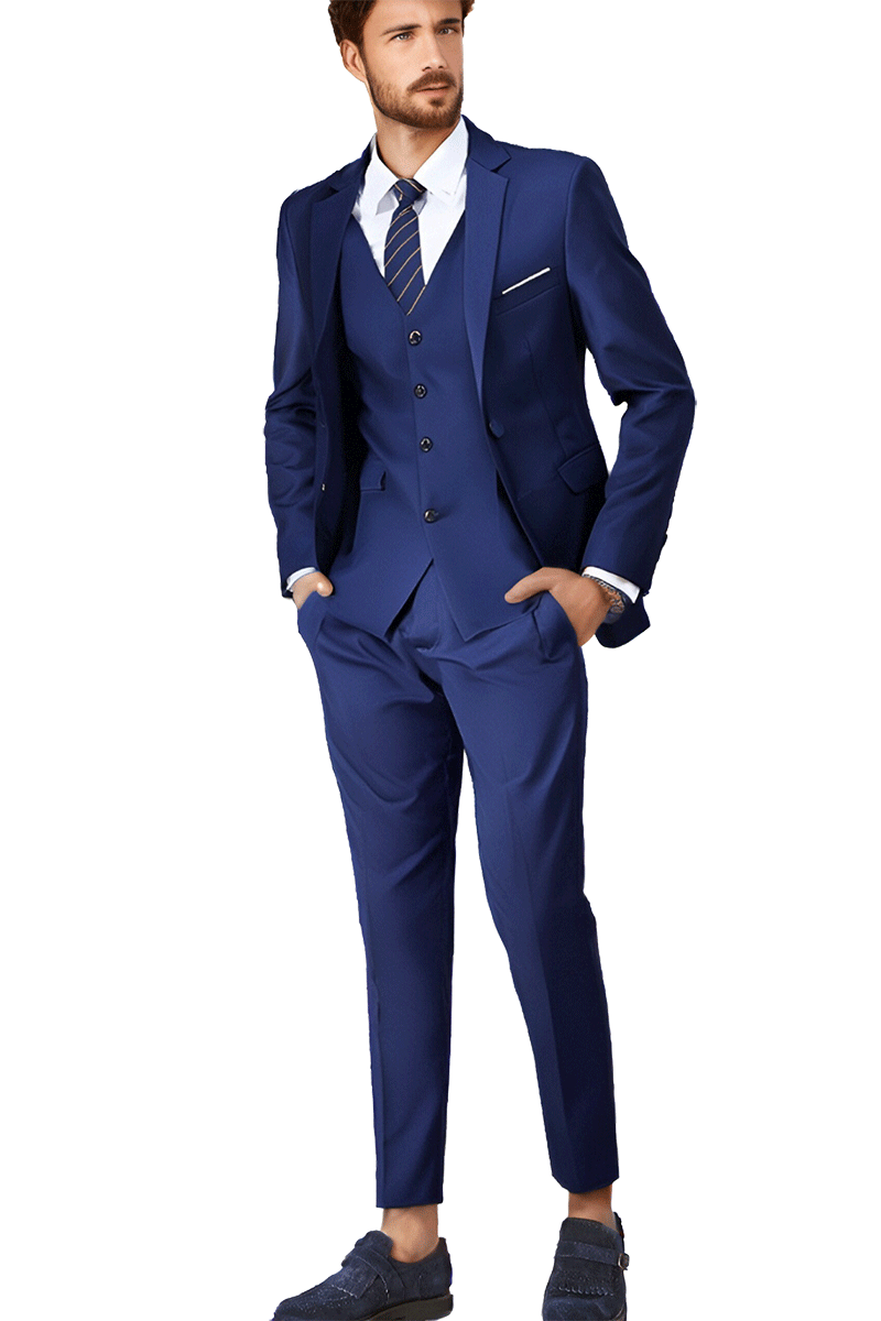 Navy Blue Slim Fit 3-Piece 2 Button suit