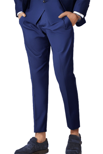 Traje azul marino ajustado de 3 piezas y 2 botones