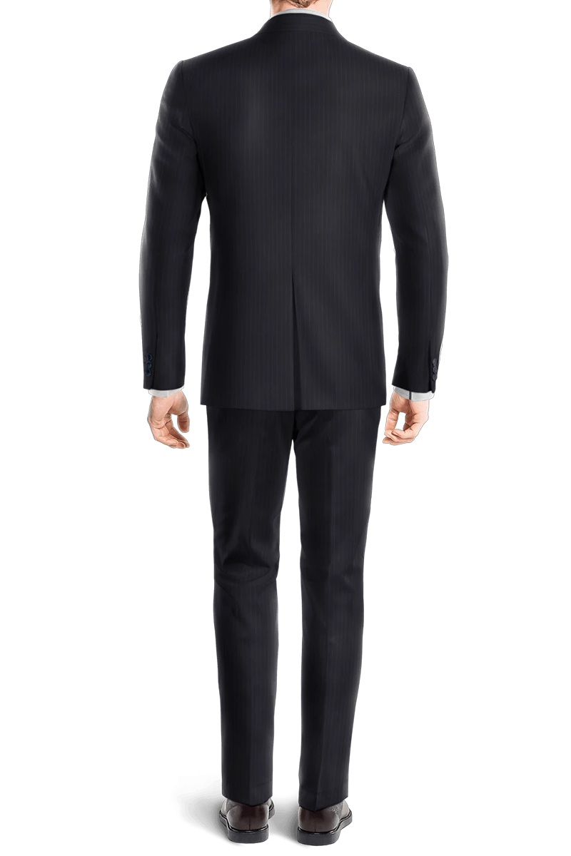 Navy Blue Slim Fit Pinstripe 2 Piece 2 Button Suit