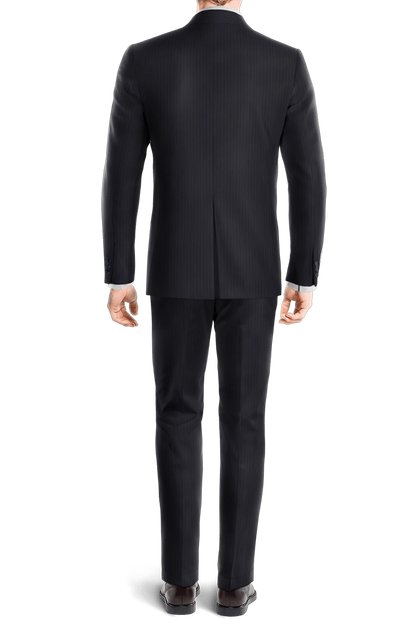 Traje de dos piezas de dos botones de corte entallado de raya diplomática azul marino