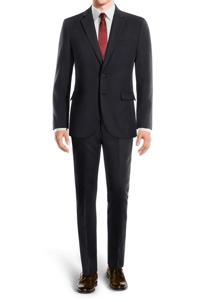 Traje de dos piezas de dos botones de corte entallado de raya diplomática azul marino