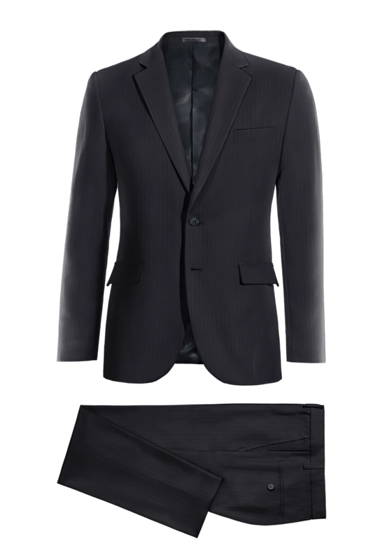 Navy Blue Slim Fit Pinstripe 2 Piece 2 Button Suit