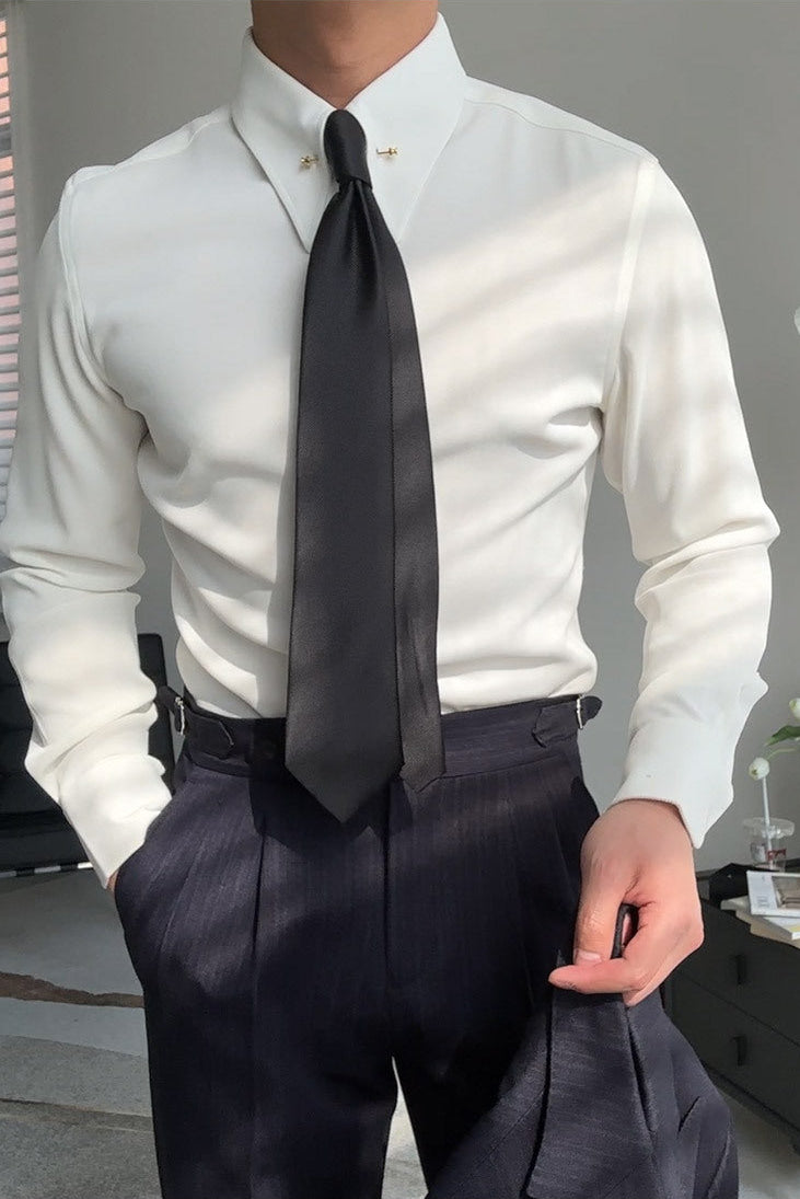 Camisa casual de algodón azul con estampado de pata de gallo