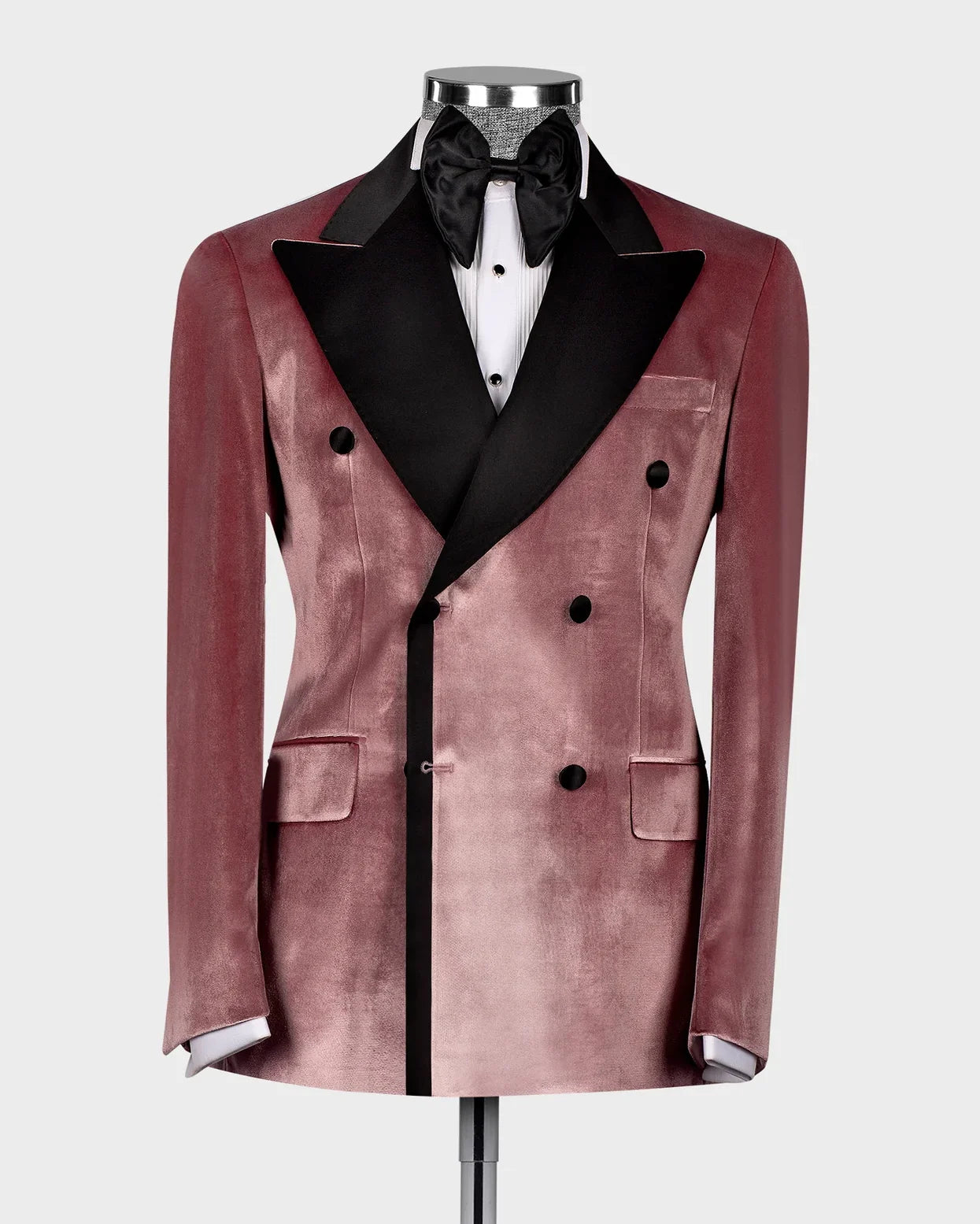 Pink Velvet Double-breasted 2-piece Tuxedo