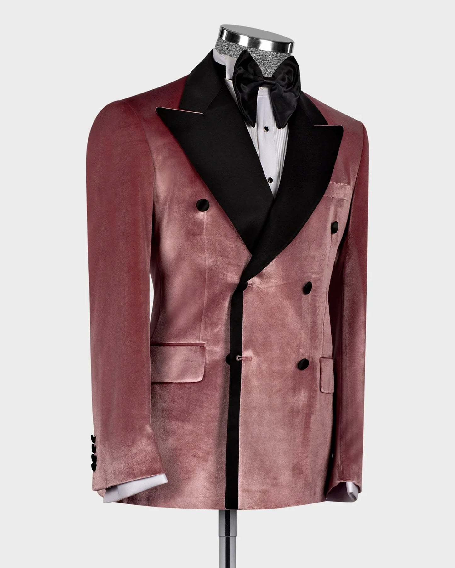 Pink Velvet Double-breasted 2-piece Tuxedo