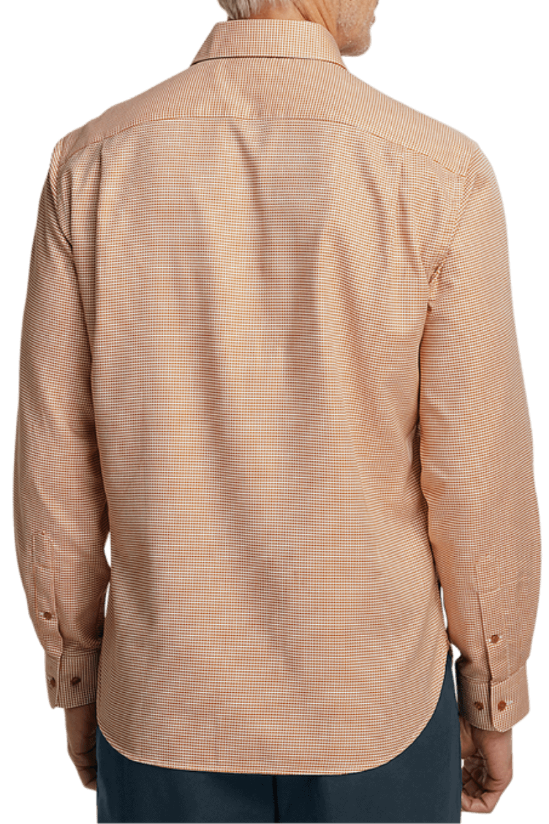 Orange Cotton Houndstooth Casual Shirt