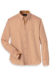 Orange Cotton Houndstooth Casual Shirt