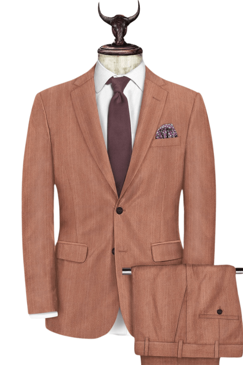 Orange Herringbone Wool Suit