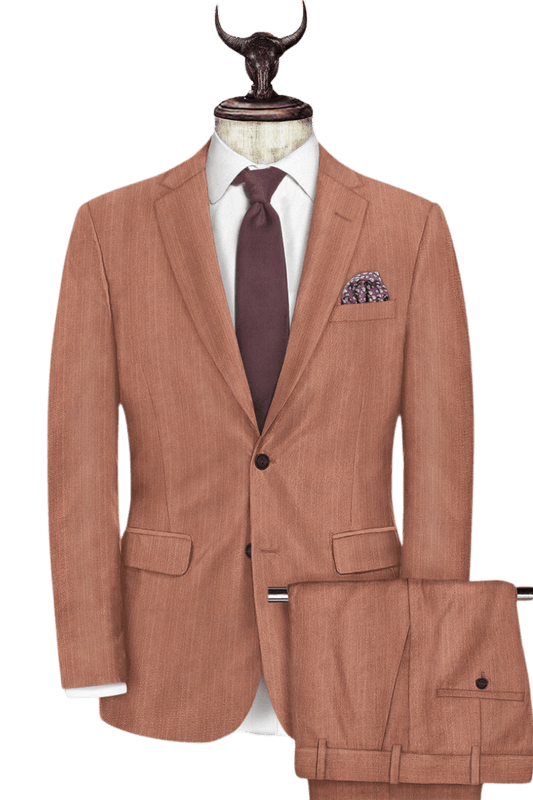 Orange Herringbone Wool Suit