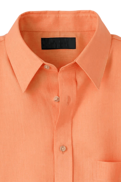 Orange Linen Classic Solid Shirt