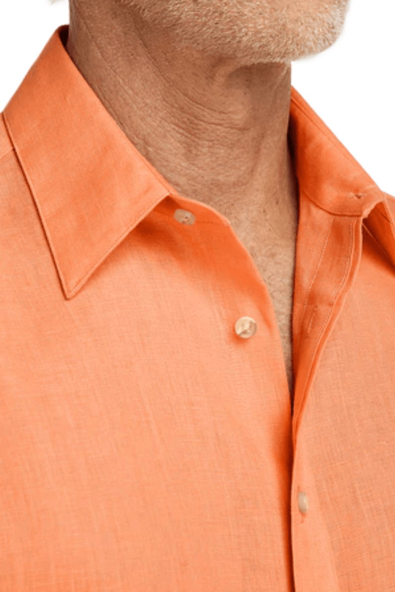 Orange Linen Classic Solid Shirt