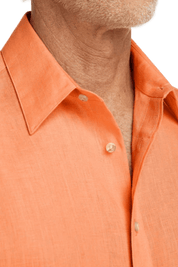 Orange Linen Classic Solid Shirt