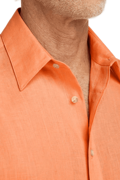 Orange Linen Classic Solid Shirt