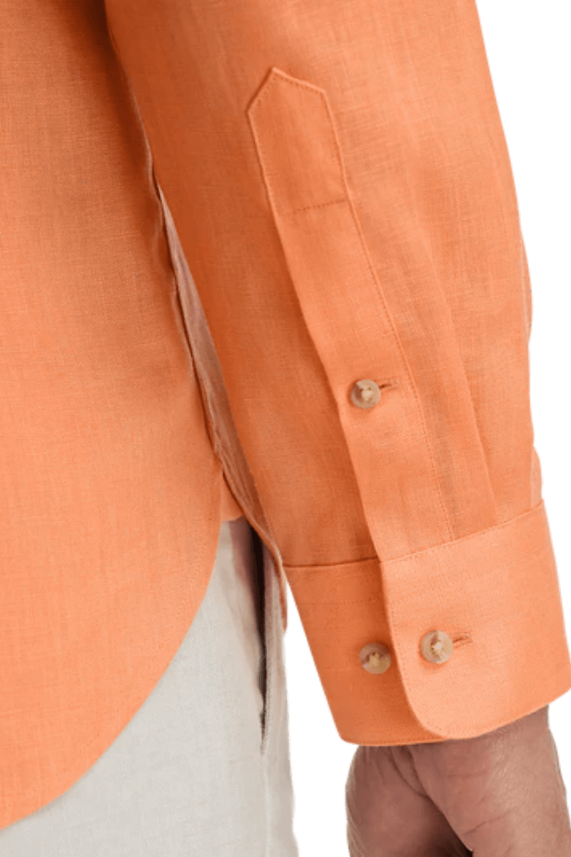 Orange Linen Classic Solid Shirt