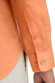 Orange Linen Classic Solid Shirt