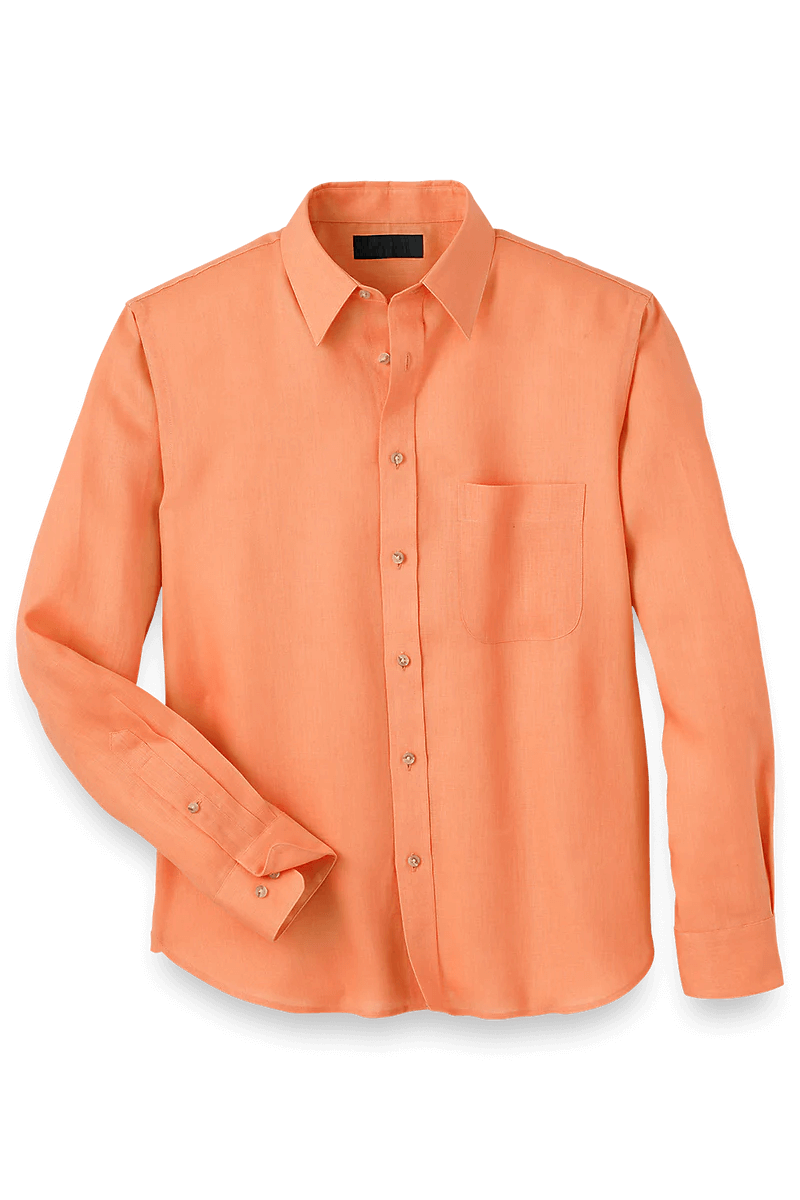 Orange Linen Classic Solid Shirt