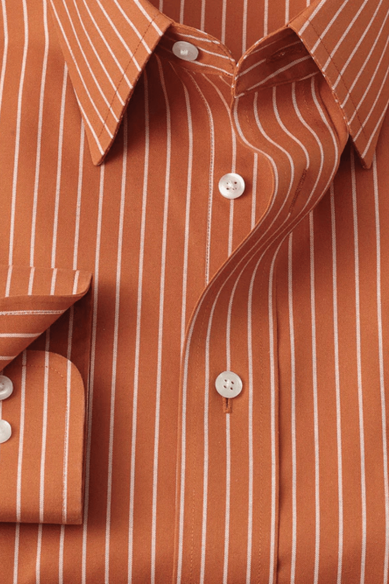 Orange Stretch Non-Iron Stripe Formal Shirt