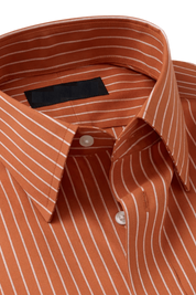 Orange Stretch Non-Iron Stripe Formal Shirt