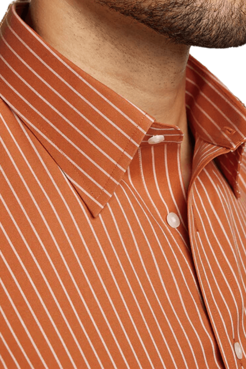 Orange Stretch Non-Iron Stripe Formal Shirt