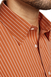 Orange Stretch Non-Iron Stripe Formal Shirt