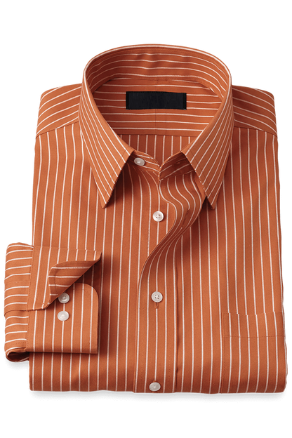 Orange Stretch Non-Iron Stripe Formal Shirt