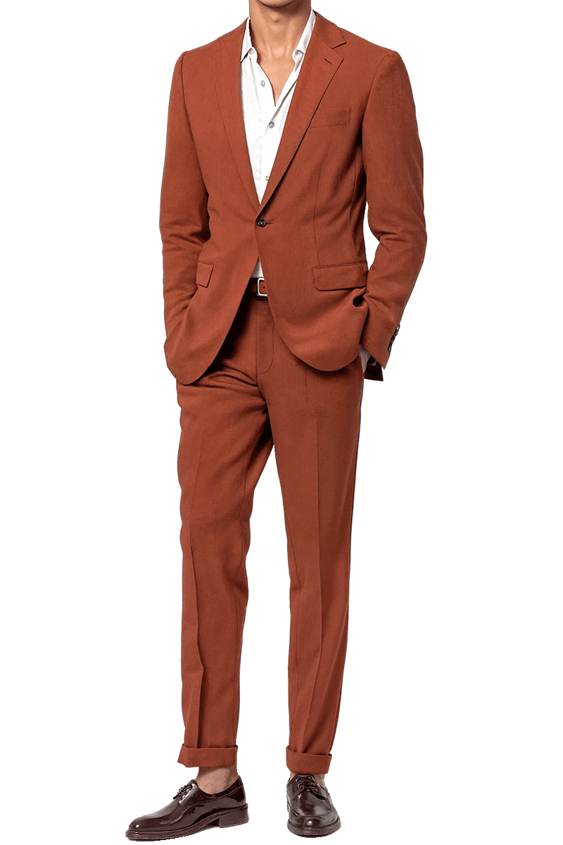 Orange Slim fit 2 piece 1-Button Suit